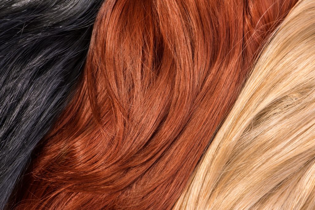 Long straight hair of different colors